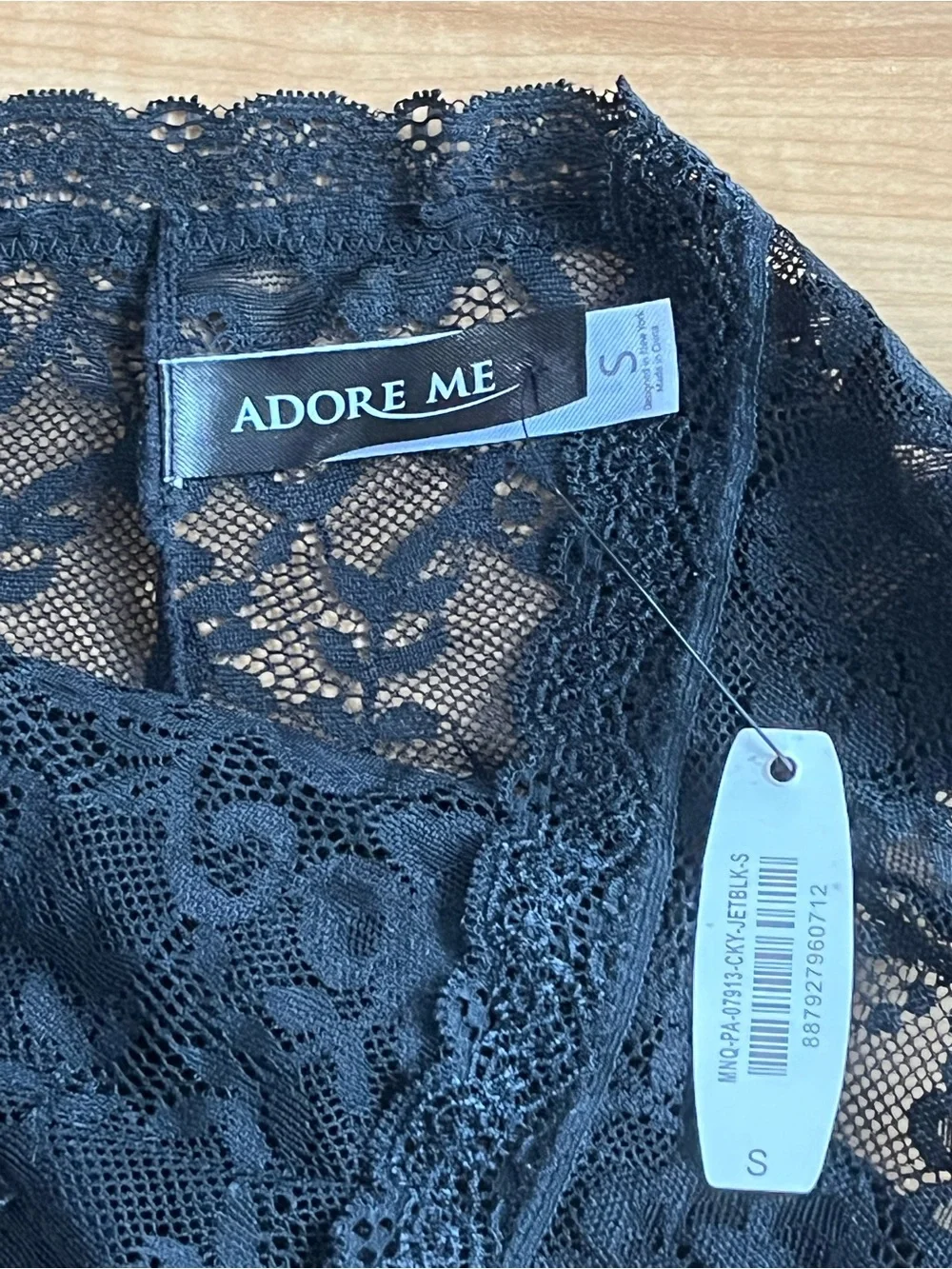 Adore Me Black Lace Cheeky Panty w/ Hook Detail NWT Y2K Lingerie - Picture 3 of 8